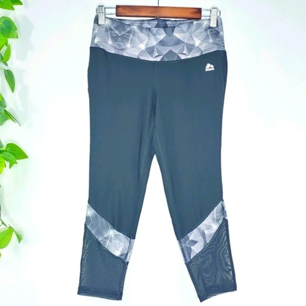 RBX Black/Grey Women's Cropped‎ Sheer Panels Leggings M